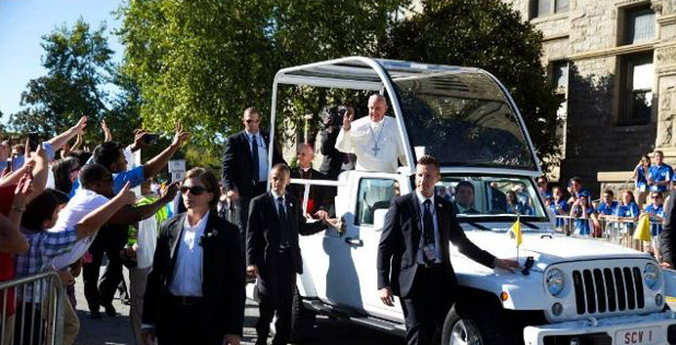 On September 23, 2015, Pope Francis celebrated mass on the east portico of the Basilica of the National Shrine of the Immaculate Conception and the University Mall at The Catholic University of America. During the mass, Pope Francis canonized Blessed Junipero Serra, a Franciscan Friar credited for his work in the Spanish missions in California during the 1700s.