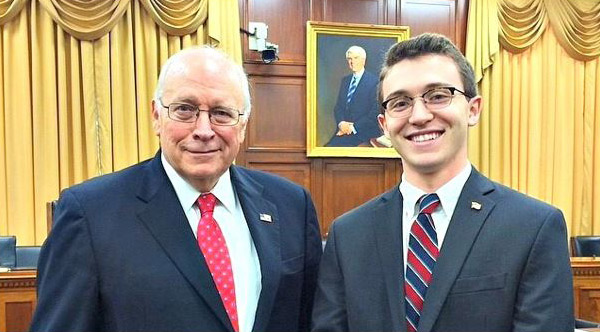 A Catholic University intern meets with Former Vice President Dick Cheney while interning on Capitol Hill.