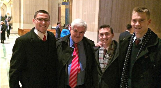 Newt Gingrich, Former Speaker of the House and scholar with the American Enterprise Institute, met with CUA students on campus.