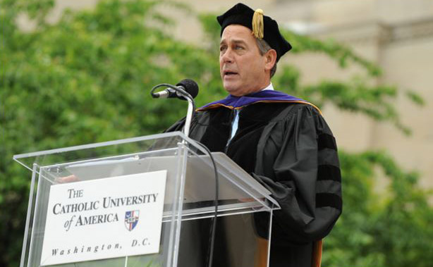 John A. Boehner, former speaker of the United States House of Representatives, delivered the 122nd Annual Commencement Address to The Catholic University of America's Class of 2011.