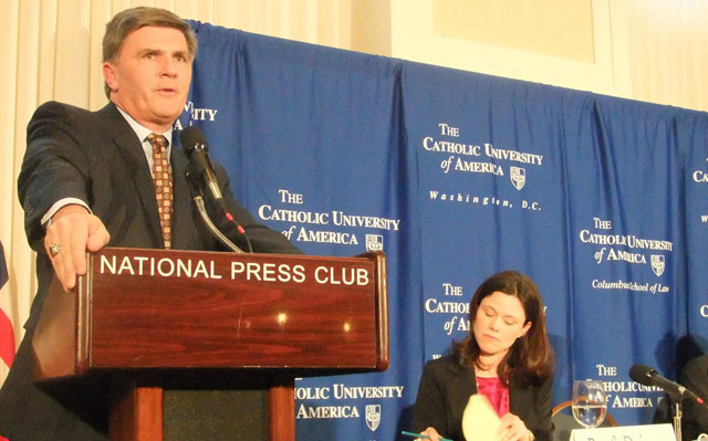 Former Maryland Governor Robert Ehrlich speaks at a Catholic University event held at the National Press Club. Ehrlich also hsa been on campus for other guest lectures.
